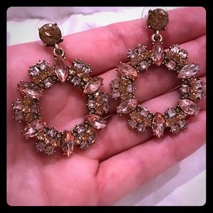 Lulu’s gold, pink dangle hoops